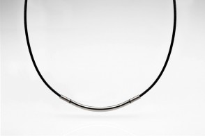 METAX Halskette Rund, Silber/Schwarz 40 cm