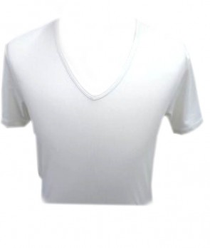 T-Shirt T/C Col V-Neck L  Blanc